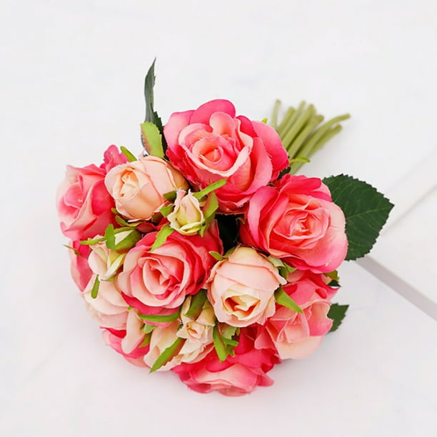Artificial Luxury Silk Flowers Bunch of 9 Rich Red Velvet Roses & Rose Buds Artificial Luxury Silk Flowers Bunch of 9 Rich Red Velvet Roses & Rose Buds